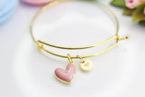 Best Valentine's Day Gift, Sweet Bracelet Gift, Pink Heart Bracelet, Personalized Birthday Gift, N4301