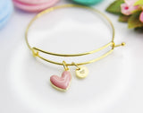 Best Valentine's Day Gift, Sweet Bracelet Gift, Pink Heart Bracelet, Personalized Birthday Gift, N4301