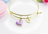 Best Valentine's Day Gift, Sweet Bracelet Gift, Purple Heart Bracelet, Personalized Birthday Gift, N4304