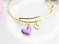 Best Valentine's Day Gift, Sweet Bracelet Gift, Purple Heart Bracelet, Personalized Birthday Gift, N4304