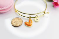 Best Valentine's Day Gift, Sweet Bracelet Gift, Orange Heart Bracelet, Personalized Birthday Gift, N4305