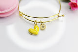 Best Valentine's Day Gift, Sweet Bracelet Gift, Yellow Heart Bracelet, Personalized Birthday Gift, N4306