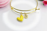 Best Valentine's Day Gift, Sweet Bracelet Gift, Yellow Heart Bracelet, Personalized Birthday Gift, N4306