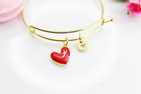 Best Valentine's Day Gift, Sweet Bracelet Gift, Red Heart Bracelet, Personalized Birthday Gift, N4308