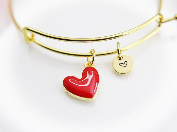 Best Valentine's Day Gift, Sweet Bracelet Gift, Red Heart Bracelet, Personalized Birthday Gift, N4308