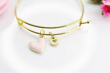 Best Valentine's Day Gift, Sweet Bracelet Gift, Pink Heart Bracelet, Personalized Birthday Gift, N4309
