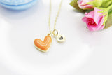 Best Valentine's Day Gifts, Sweet Gifts, Orange Heart Necklace, Personalized Birthday Gift, N4312