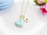 Best Valentine's Day Gifts, Sweet Gifts, Sky Blue Heart Necklace, Personalized Birthday Gift, N4313