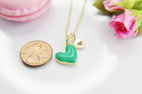 Best Valentine's Day Gifts, Sweet Gifts, Green Heart Necklace, Personalized Birthday Gift, N4315