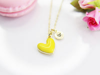 Yellow Heart Necklace, Personalized Birthday Gift, N4316