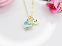 Best Valentine's Day Gifts, Sky Blue Heart Necklace, Sweet Gifts, Personalized Birthday Gift, N4321