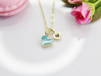 Best Valentine's Day Gifts, Sky Blue Heart Necklace, Sweet Gifts, Personalized Birthday Gift, N4321