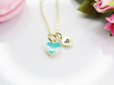 Heart Necklace, Best Valentine's Day Gifts, Dark Turquoise Sweet Necklace Gifts, Personalized Birthday Gift, N4326