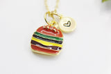 Hamburger Necklace, Foodie Necklace Gifts, Best Birthday Gifts, Personalized Initial Gift, N4343
