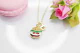 Hamburger Necklace, 18K Gold Plated, Initial Charm, N4344