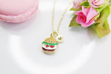 Hamburger Necklace, Foodie Necklace Gifts, Best Birthday Gifts, Personalized Initial Gift, N4344