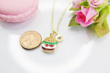 Hamburger Necklace, 18K Gold Plated, Initial Charm, N4344