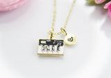 Piano Necklace, Acoustic Keyboard Stringed Percussion Instrument Necklace Gifts, Best Birthday Gifts, Personalized Initial Gift, N4357
