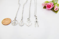 Peace Anchor Compass Necklace, Personalized Gift, N4194