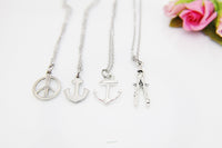 Peace Anchor Compass Necklace, Personalized Gift, N4194