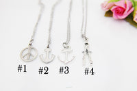 Peace Anchor Compass Necklace, Personalized Gift, N4194