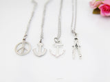 Peace Anchor Compass Necklace, Personalized Gift, N4194