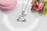 Golf Cart Necklace, Car, Golfer Necklace Gifts, Best Birthday Gifts, Retirment Gifts, Personalized Initial Gift, N4359