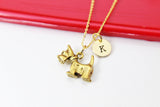 Terrier Necklace, Gold Terrier Domestic Animal Dog Charm Necklace, Best Birthday Gifts, Retirment Gifts, Personalized Initial Gift, N4365