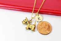 Terrier Necklace, Gold Terrier Domestic Animal Dog Charm Necklace, Best Birthday Gifts, Retirment Gifts, Personalized Initial Gift, N4365