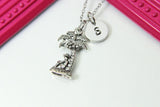 Man Under Coconut Tree Necklace, Tropics Summer Fun Necklace Gifts, Retirment Gift, Personalized Initial Gift, CN201