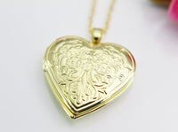 Best Valentine's Day Gift for Girlfriend from Boyfriend, Gold Heart Flower Locket Necklace, Birthday Gift, N4219