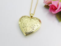 Best Valentine's Day Gift for Girlfriend from Boyfriend, Gold Heart Flower Locket Necklace, Birthday Gift, N4219