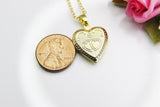 Gold Heart in Heart Locket Necklace, Best Valentine's Day Gift for Girlfriend from Boyfriend, Birthday Gift, N4222