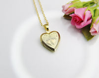 Gold Heart in Heart Locket Necklace, Best Valentine's Day Gift for Girlfriend from Boyfriend, Birthday Gift, N4222