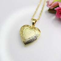 Gold Heart Locket Necklace, Best Valentine's Day Gift for Girlfriend from Boyfriend, Birthday Gift, N4223