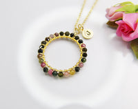 Gold Tourmaline Necklace, Natural Gemstone Jewelry N4230
