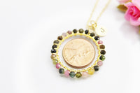 Gold Tourmaline Necklace, Natural Gemstone Jewelry N4230