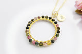 Gold Tourmaline Necklace, Natural Gemstone Jewelry N4230