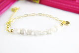 Moonstone Bracelet, Natural Gemstone Jewelry N4236