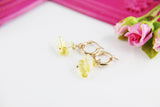 Citrine Earrings, Gold Gemstone Hoop Earrings, Natural Gemstone Jewelry N4238