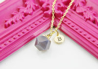 Grey Agate Necklace, Natural Gemstone Jewelry N4239