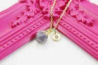 Grey Agate Necklace, Natural Gemstone Jewelry N4239