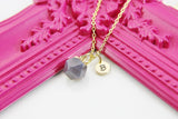 Grey Agate Necklace, Natural Gemstone Jewelry N4239