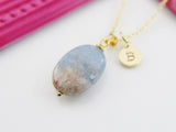 Aquamarine Necklace, Natural Gemstone Jewelry, N4254