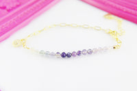 Fluorite Bracelet, Natural Gemstone Jewelry N4277