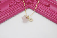 Rose Quartz Necklace, Natural Rose Quartz Gemstone Jewelry N4280