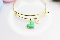 Best Valentine's Day Gift, Sweet Bracelet Gift, Green Heart Bracelet, Personalized Birthday Gift, N4302