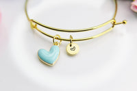 Best Valentine's Day Gift, Sweet Bracelet Gift, Blue Heart Bracelet, Personalized Birthday Gift, N4303