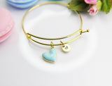 Best Valentine's Day Gift, Sweet Bracelet Gift, Blue Heart Bracelet, Personalized Birthday Gift, N4303