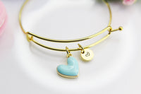 Best Valentine's Day Gift, Sweet Bracelet Gift, Blue Heart Bracelet, Personalized Birthday Gift, N4303